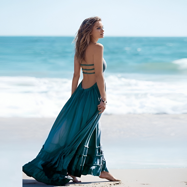 Solange | Strapless Tiered Ruffle Maxi Dress