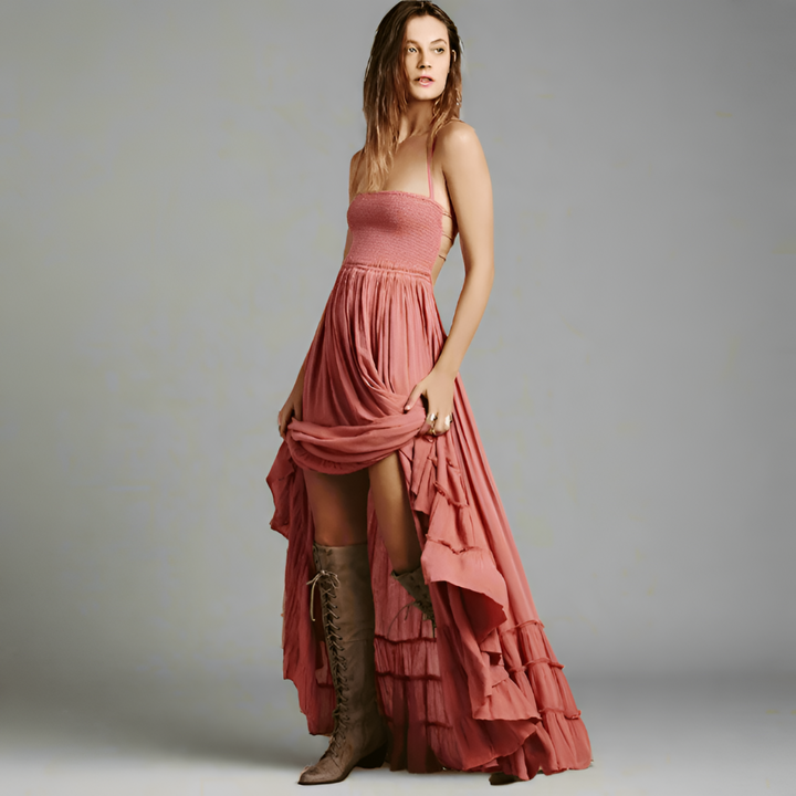 Solange | Strapless Tiered Ruffle Maxi Dress