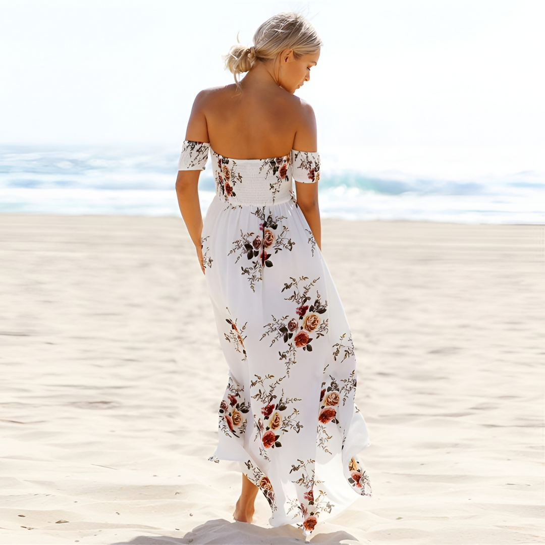 Isabeau | Off-Shoulder Floral Maxi Dress with Split