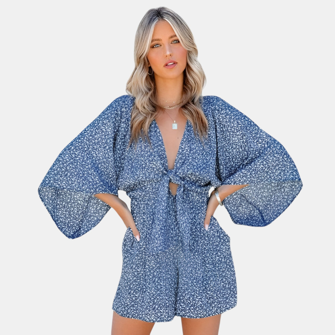 Aurore | Batwing Sleeve Wide-Leg Romper