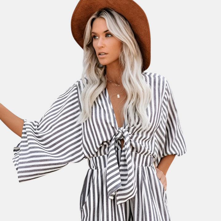 Aurore | Batwing Sleeve Wide-Leg Romper