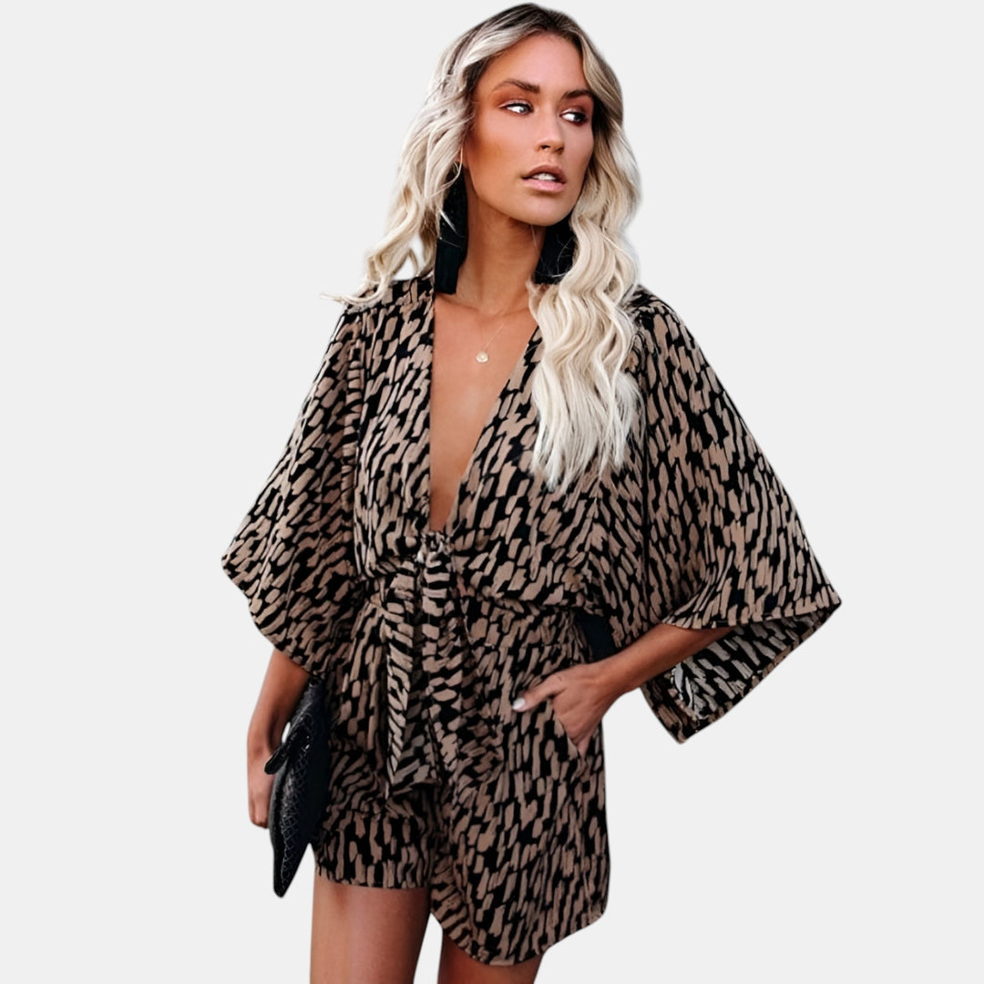 Aurore | Batwing Sleeve Wide-Leg Romper