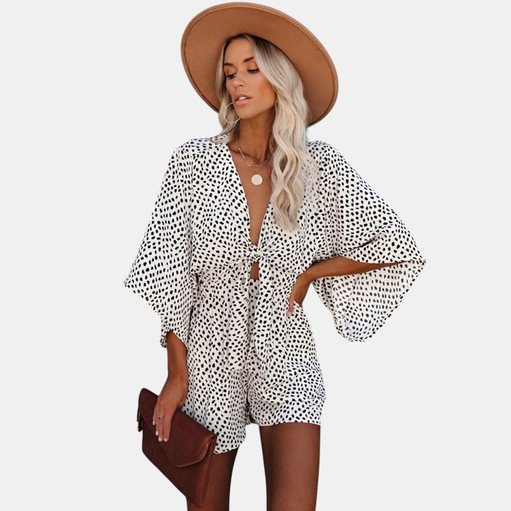 Aurore | Batwing Sleeve Wide-Leg Romper