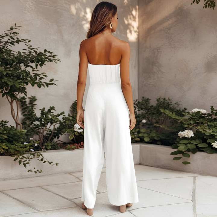 Celestine | Strapless Wide-Leg Boho Jumpsuit