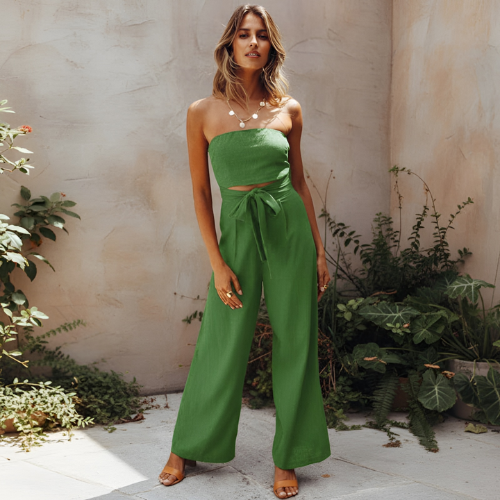 Celestine | Strapless Wide-Leg Boho Jumpsuit