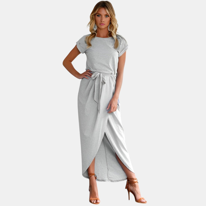 Heloise | Draped Waist Short Sleeve Maxi Dress