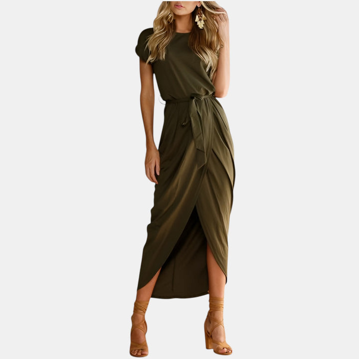 Heloise | Draped Waist Short Sleeve Maxi Dress
