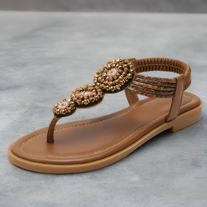 Manon | Boho Beaded T-Strap Flat Sandal