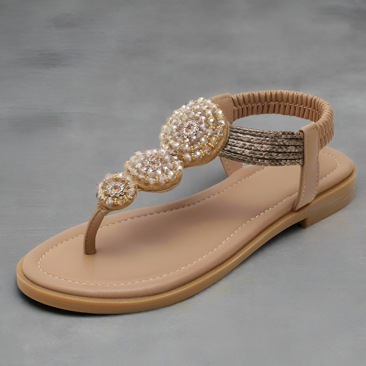 Manon | Boho Beaded T-Strap Flat Sandal