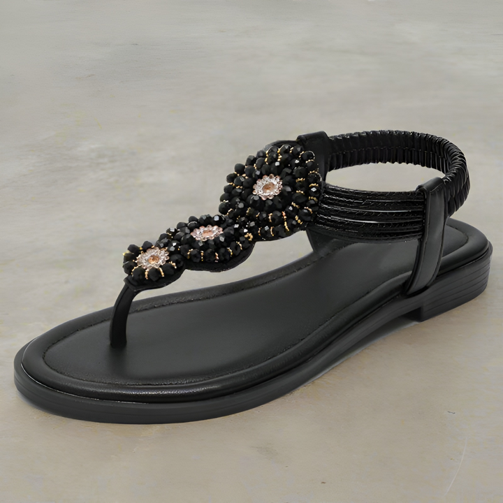 Manon | Boho Beaded T-Strap Flat Sandal