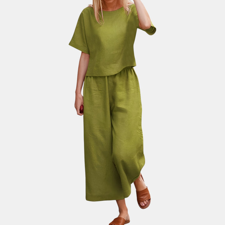 Vera | Short Sleeve Top and Wide-Leg Pants Set