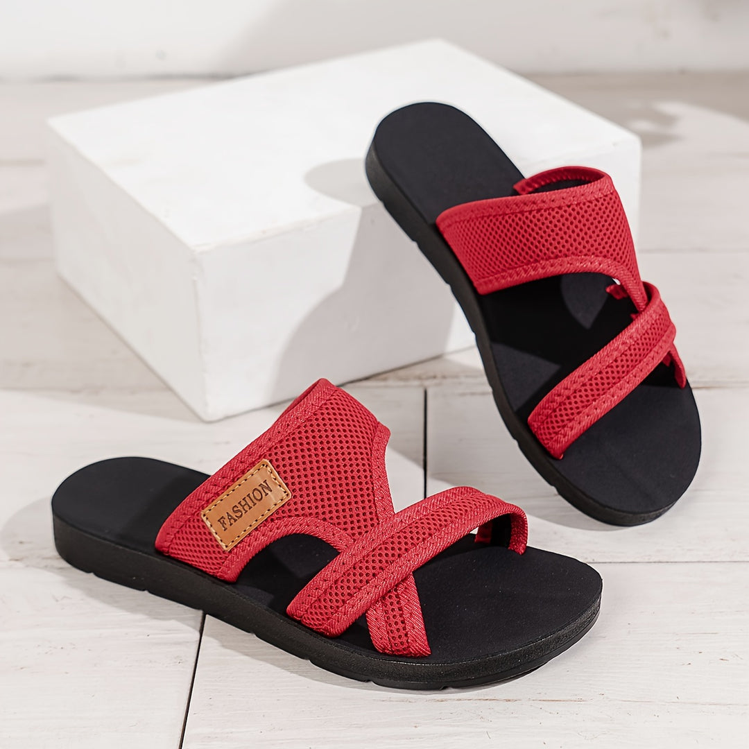 Antoinette | Wide Strap Flat Slide Sandal