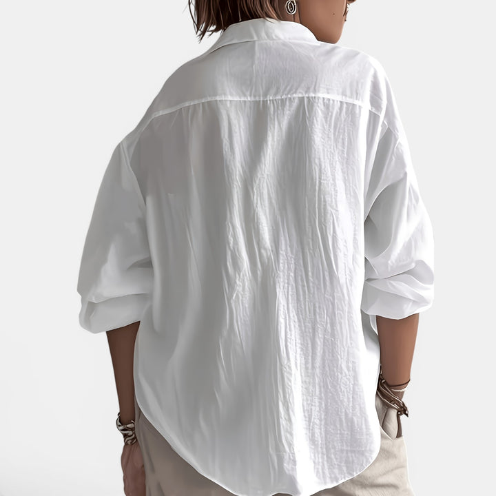 Maxine | Long Sleeve V-Neck Shirt with Partial Button Placket