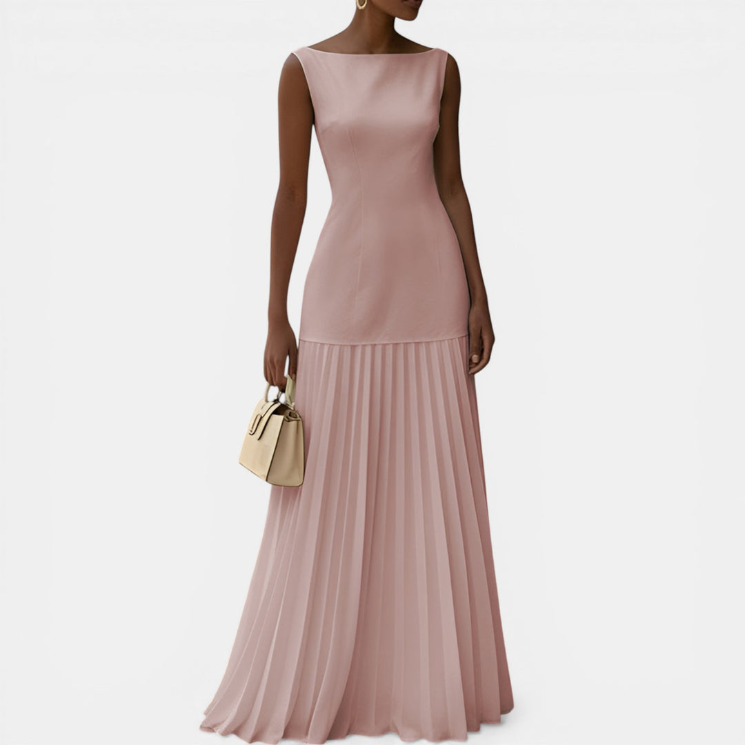 Barbara | Sleeveless Pleated Maxi Evening Dress