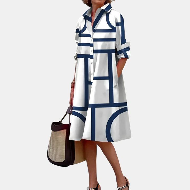 Estelle | Geometric Print Midi Dress