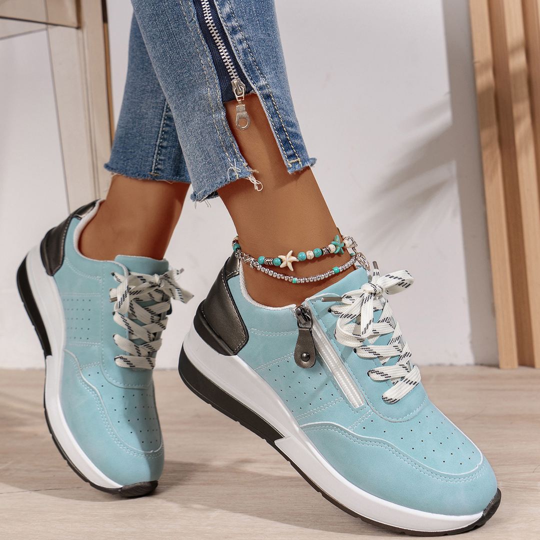Susan | Lace-Up Sneaker with Side Zip and Chunky Outsole