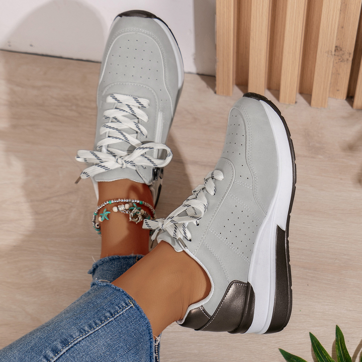 Susan | Lace-Up Sneaker with Side Zip and Chunky Outsole