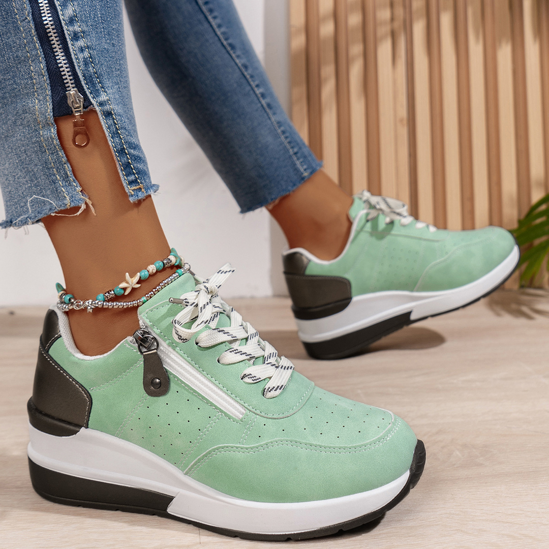 Susan | Lace-Up Sneaker with Side Zip and Chunky Outsole