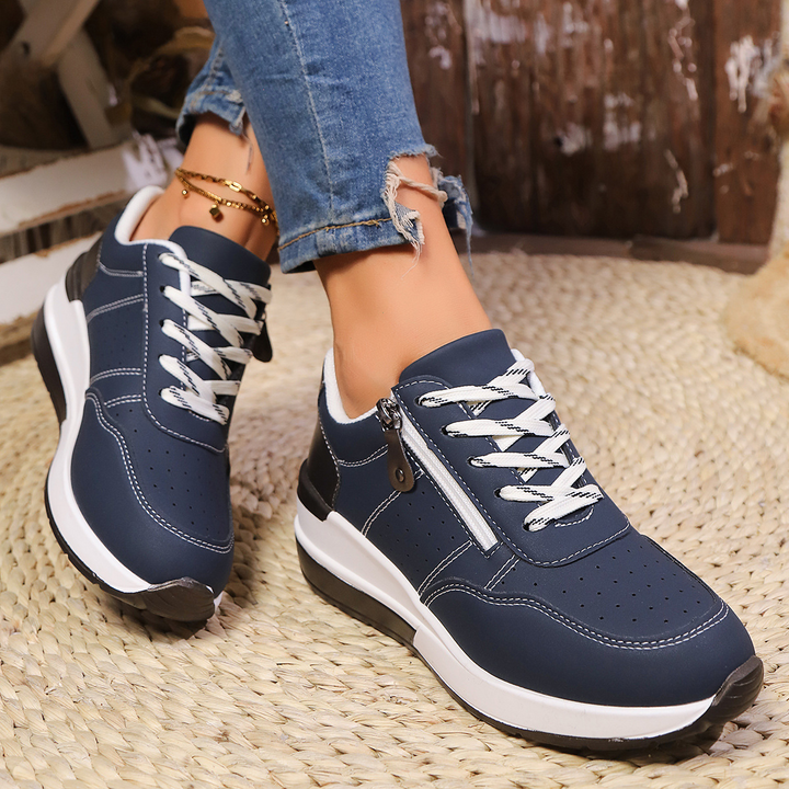 Susan | Lace-Up Sneaker with Side Zip and Chunky Outsole
