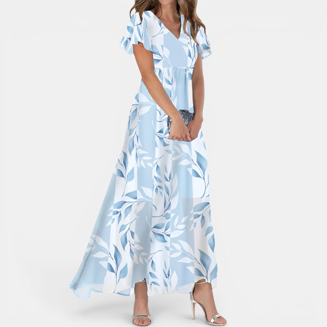 Constance | Off-Shoulder Floral Maxi Dress with Flutter Sleeves