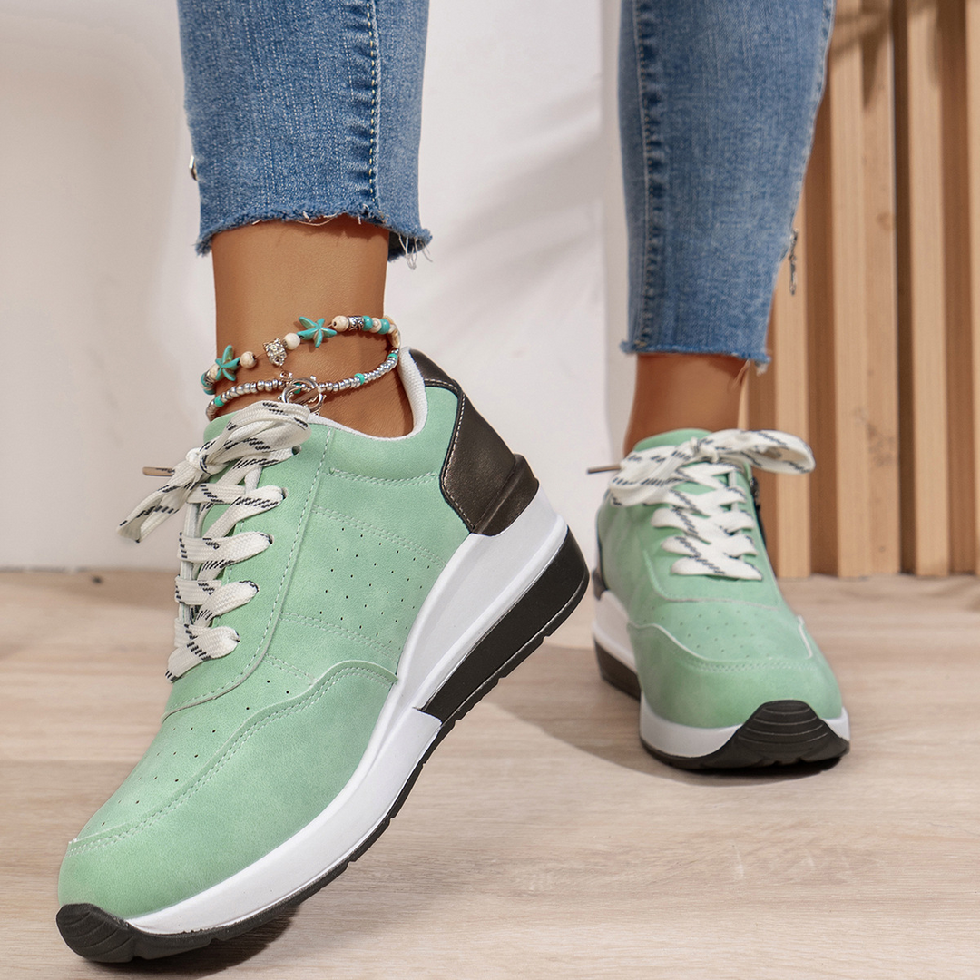 Susan | Lace-Up Sneaker with Side Zip and Chunky Outsole