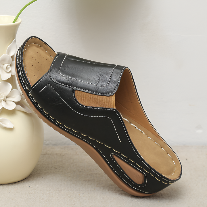 Gloria | Peep-Toe Wedge Slip-On Slide Sandal