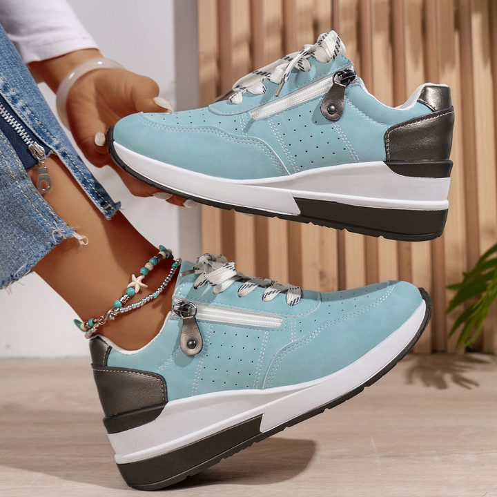 Susan | Lace-Up Sneaker with Side Zip and Chunky Outsole