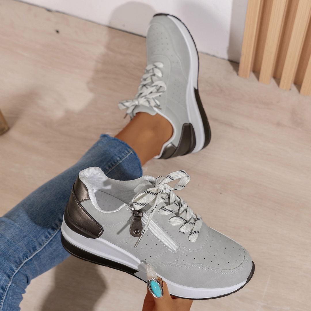 Susan | Lace-Up Sneaker with Side Zip and Chunky Outsole