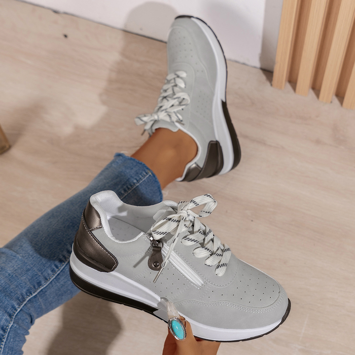 Susan | Lace-Up Sneaker with Side Zip and Chunky Outsole