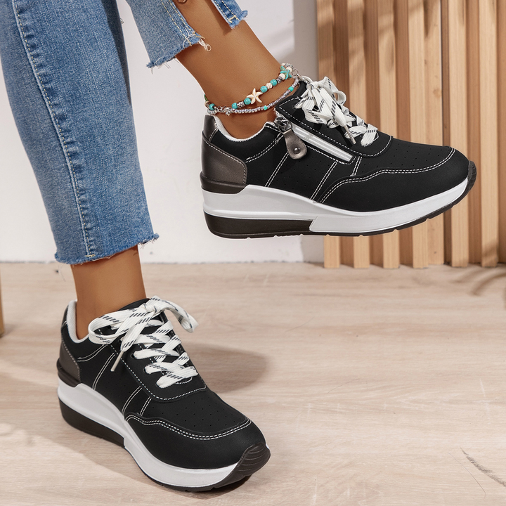 Susan | Lace-Up Sneaker with Side Zip and Chunky Outsole
