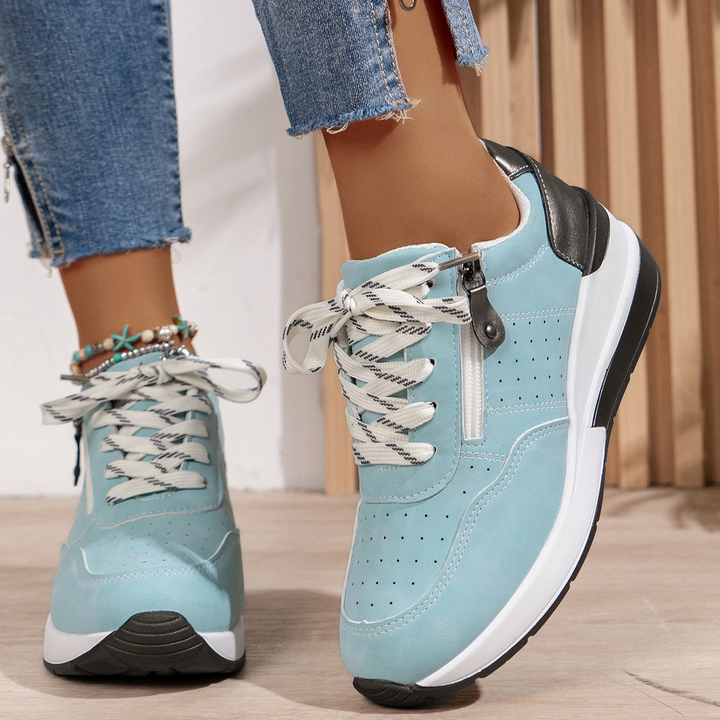Susan | Lace-Up Sneaker with Side Zip and Chunky Outsole
