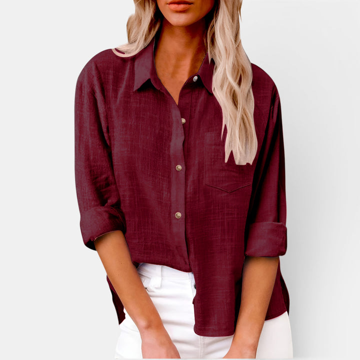 Ellie | Long Sleeve Button-Front Shirt with Chest Pocket