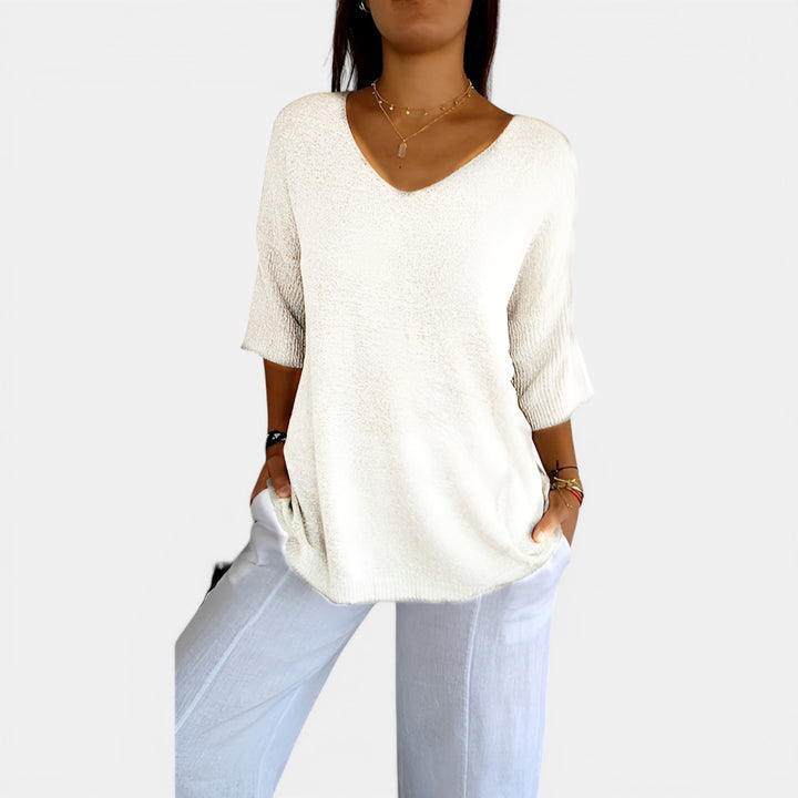 Susan | V-Neck 3/4 Sleeve Relaxed Top
