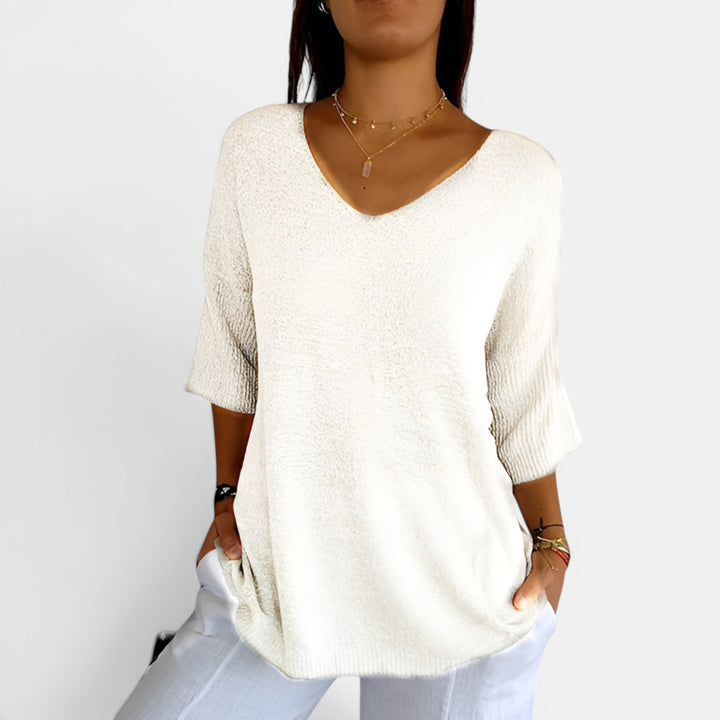 Susan | V-Neck 3/4 Sleeve Relaxed Top