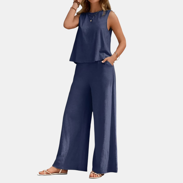 Gloria | Sleeveless Top and Wide-Leg Pants Set