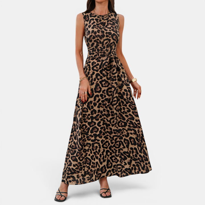 Phyllis | Sleeveless Maxi Dress with Tie-Back and Side Pockets