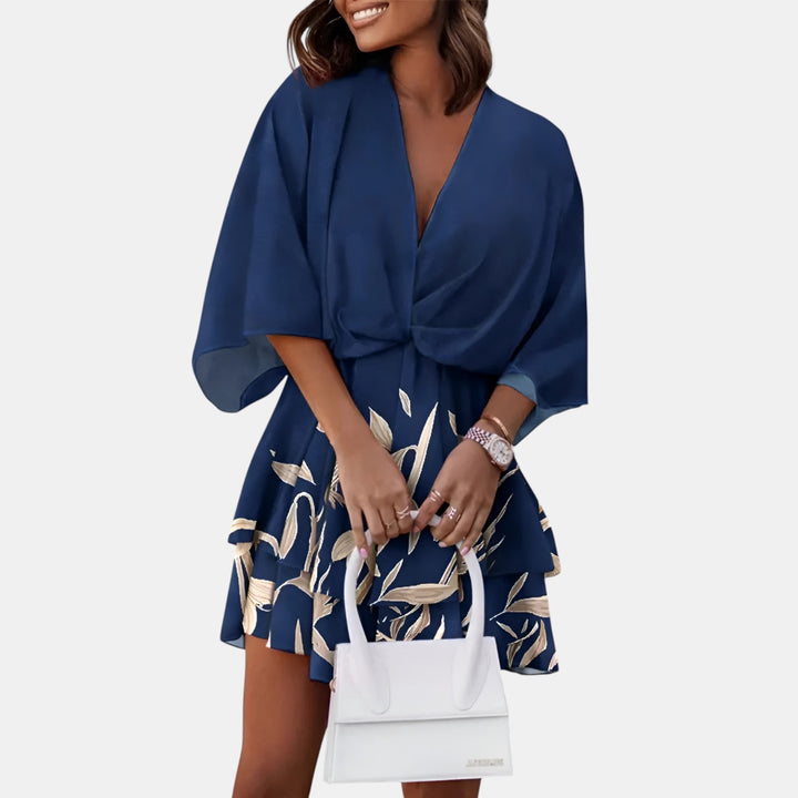 Odile | Batwing Sleeve Ruffle Mini Dress