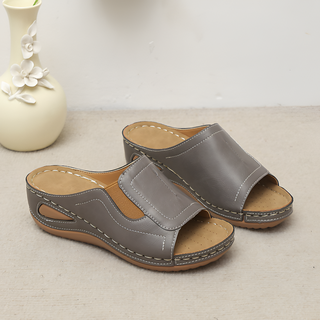 Gloria | Peep-Toe Wedge Slip-On Slide Sandal