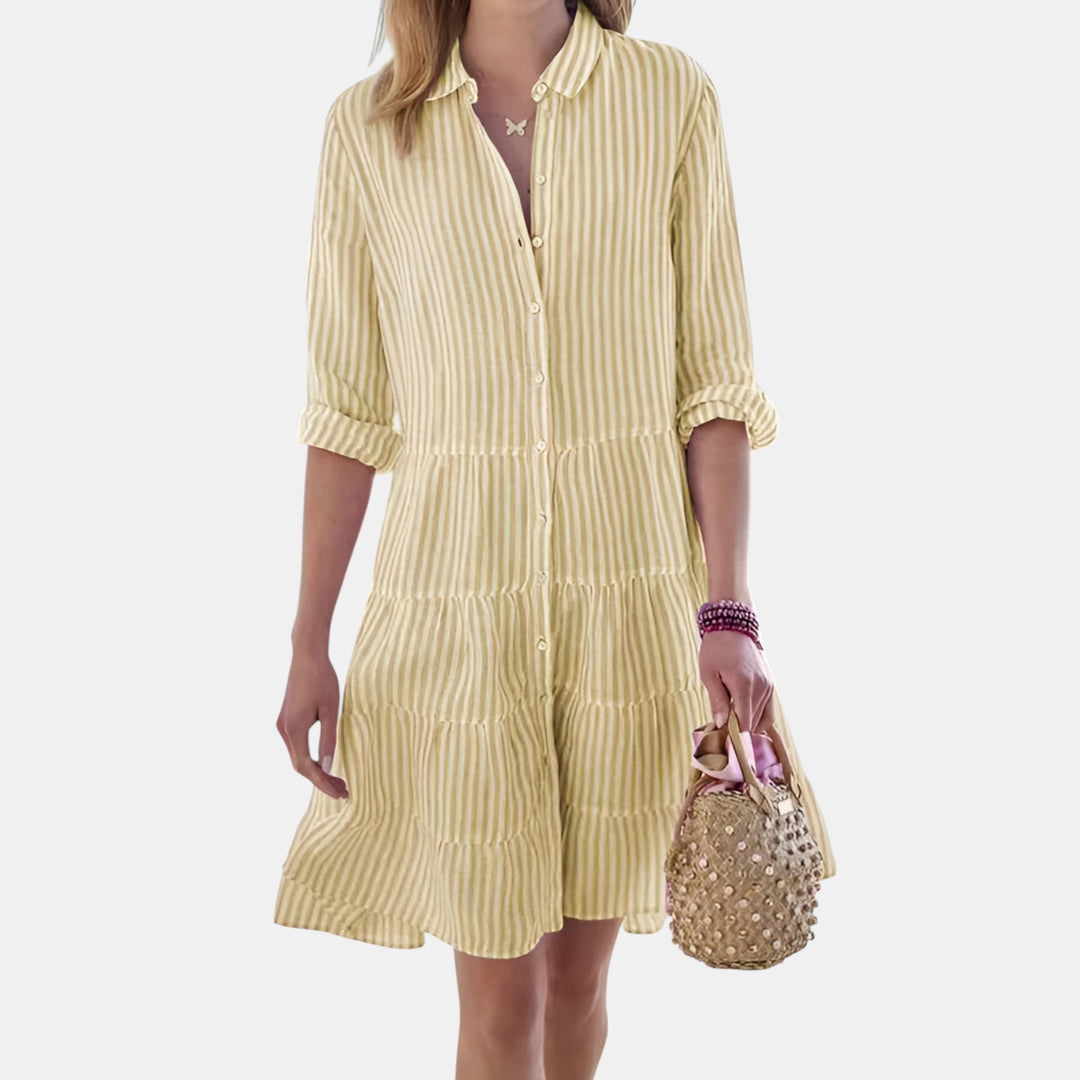 Harriet | Striped Tiered Shirt Dress
