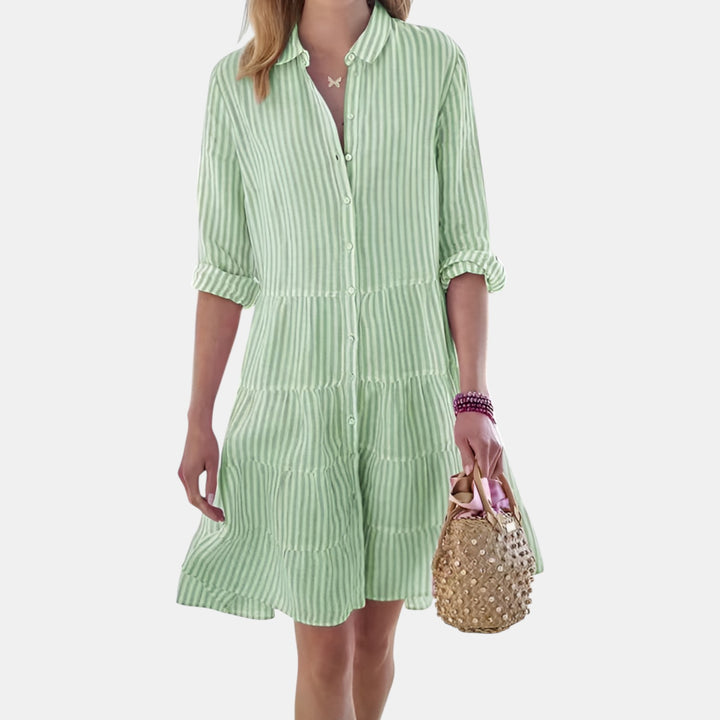 Harriet | Striped Tiered Shirt Dress