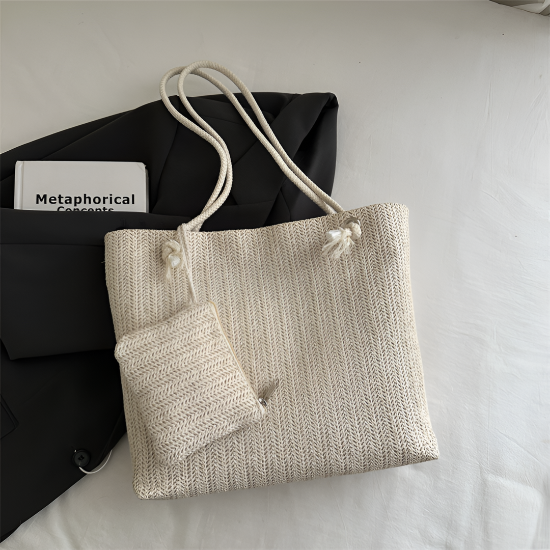 Nadine | Woven Rope Handle Tote Bag Set