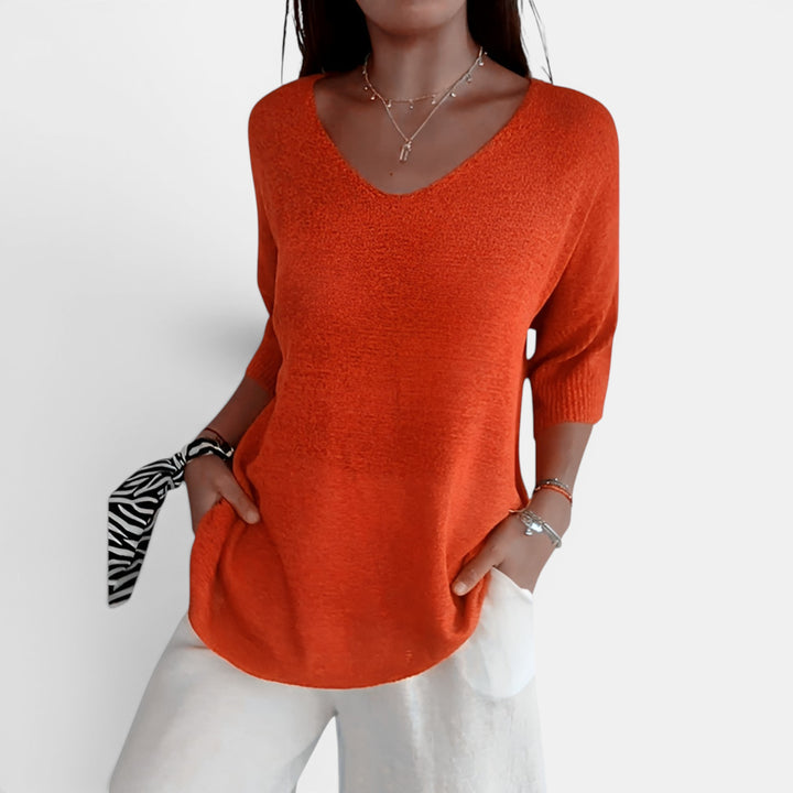 Susan | V-Neck 3/4 Sleeve Relaxed Top