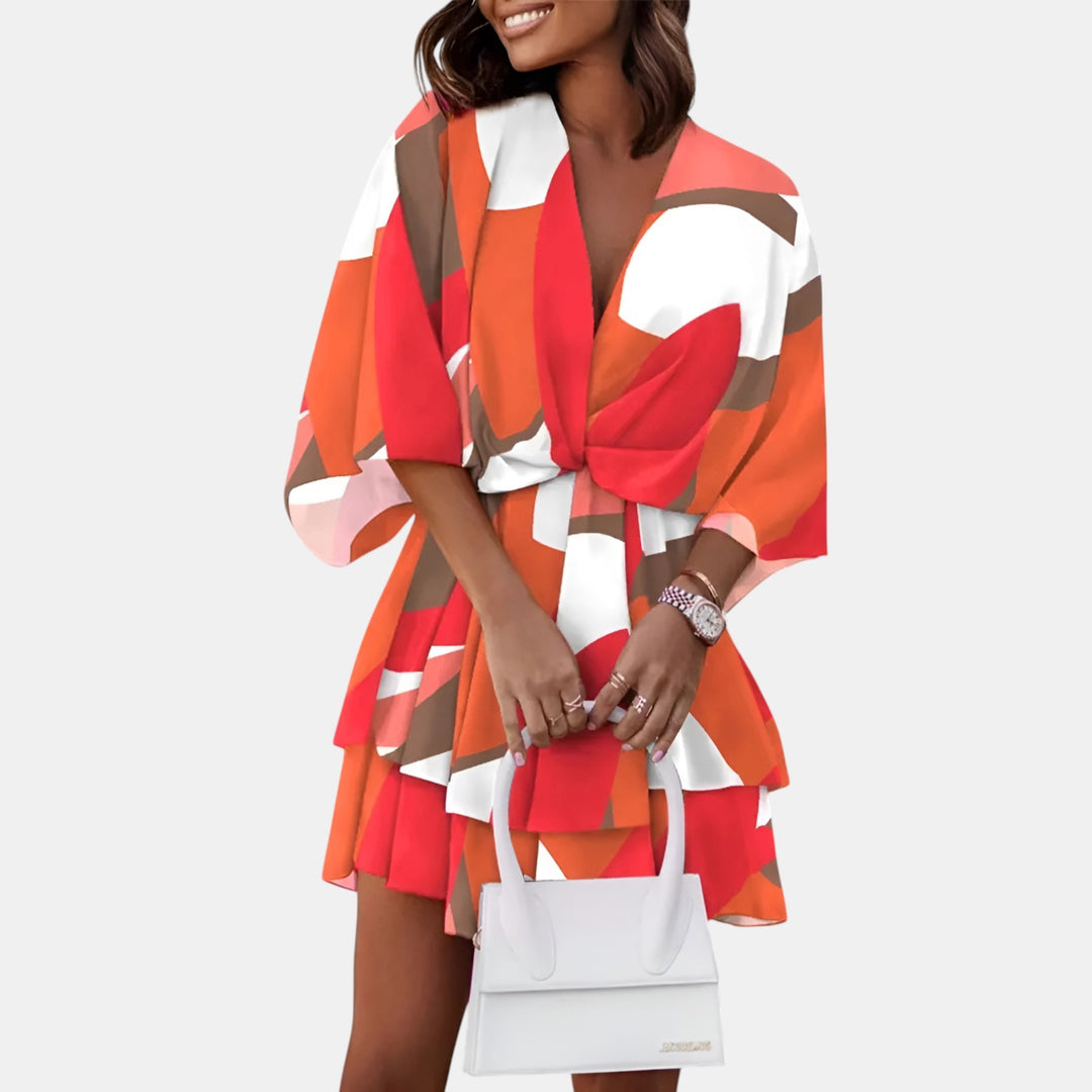 Odile | Batwing Sleeve Ruffle Mini Dress