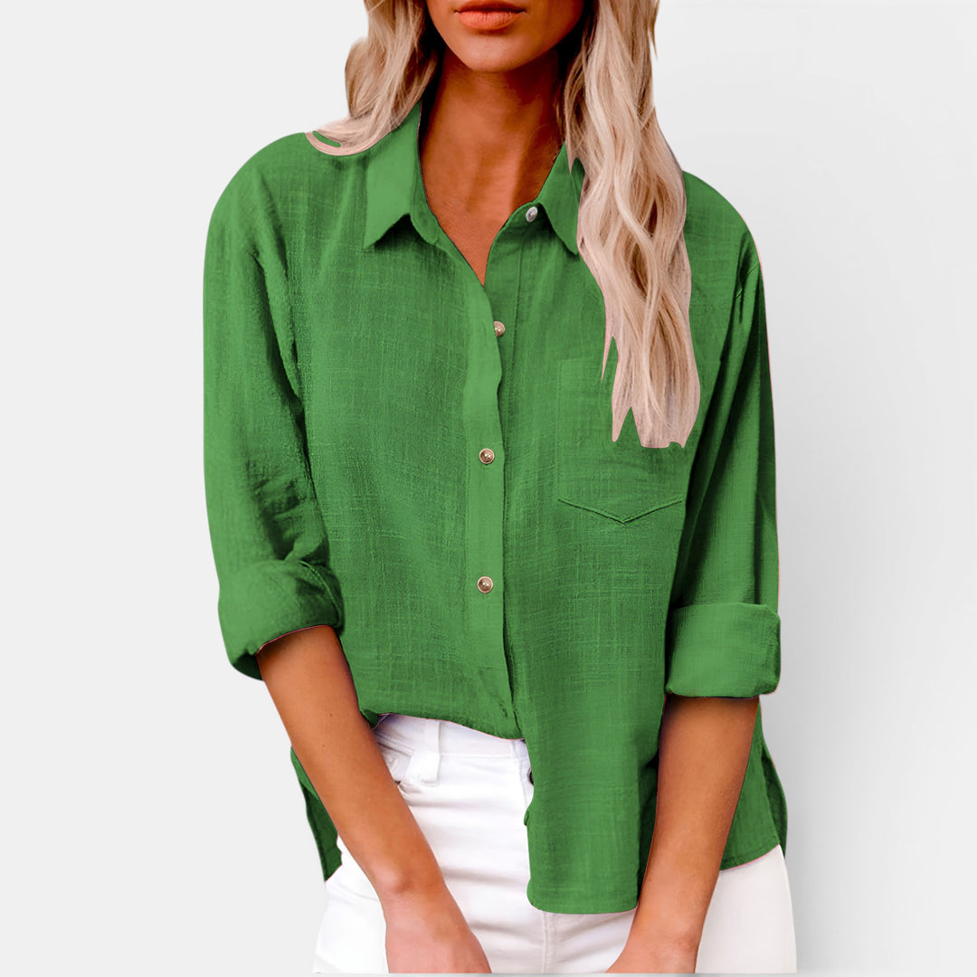 Ellie | Long Sleeve Button-Front Shirt with Chest Pocket