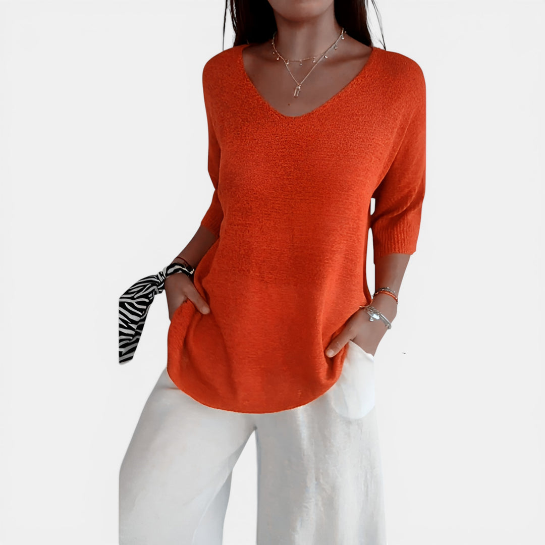 Susan | V-Neck 3/4 Sleeve Relaxed Top