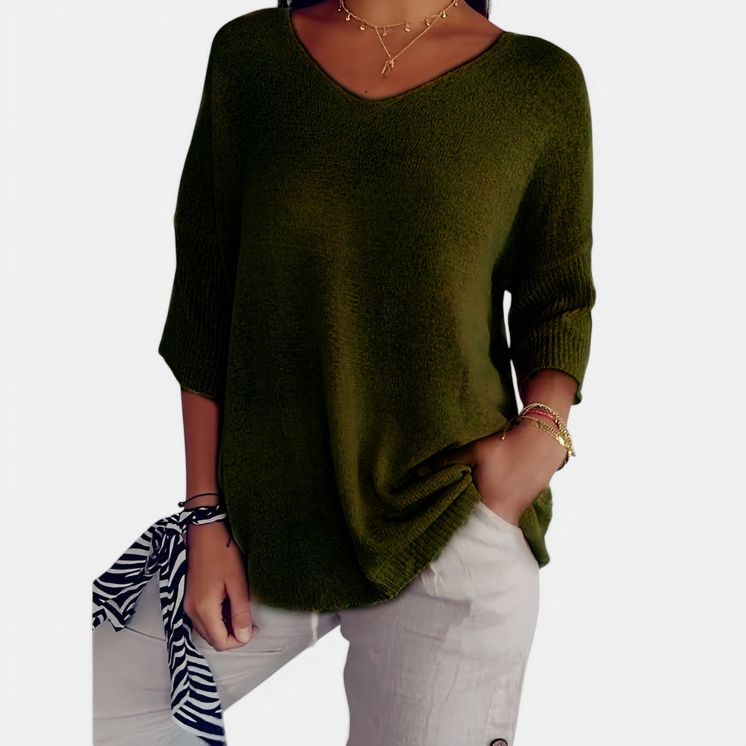 Susan | V-Neck 3/4 Sleeve Relaxed Top