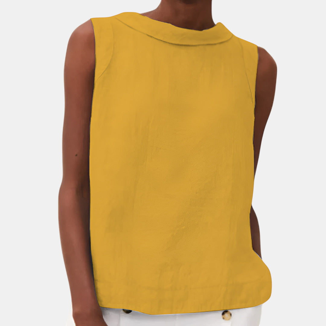 Trudy | Folded Collar Sleeveless Top