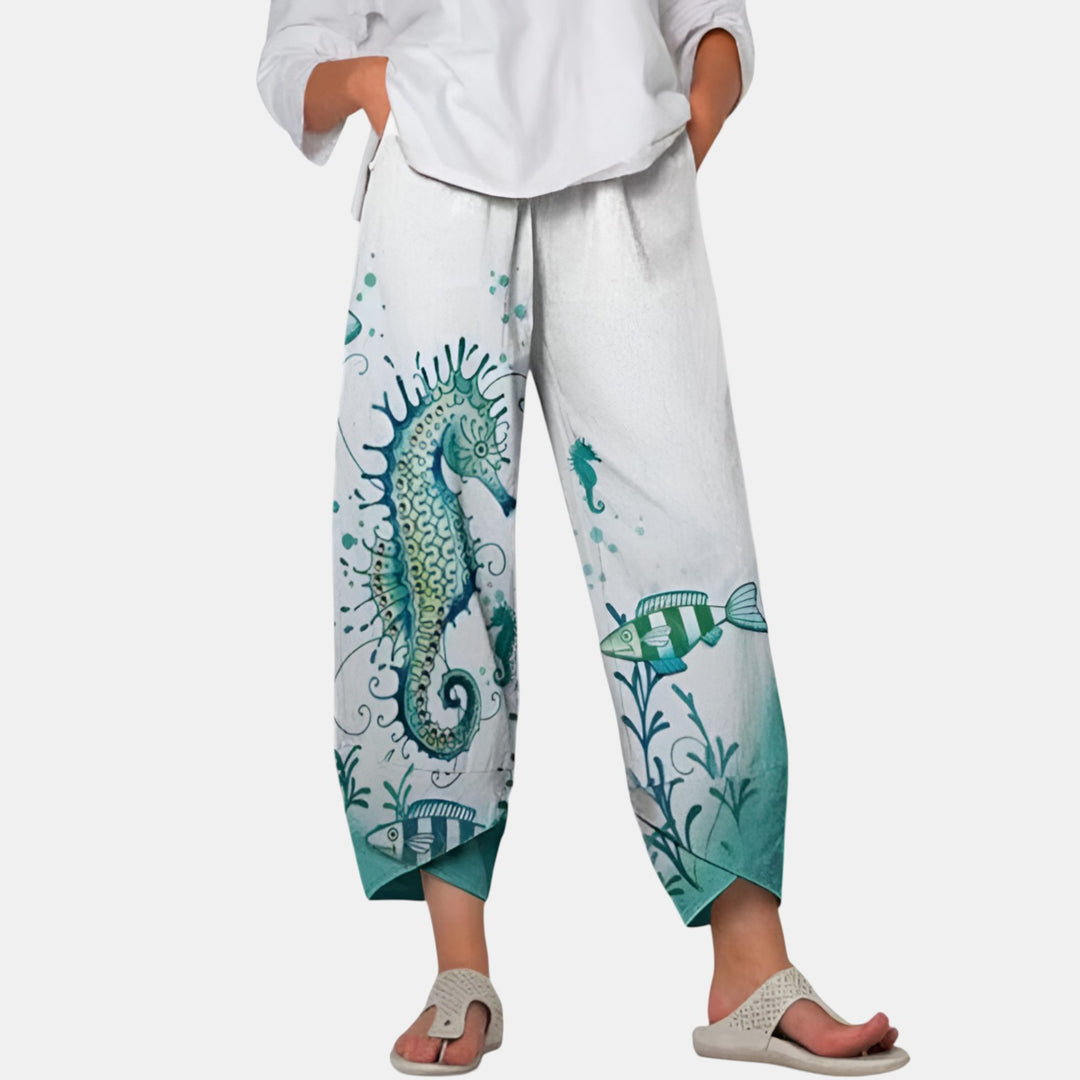 Marlowe | Boho Print Elastic Waist Capri Pants