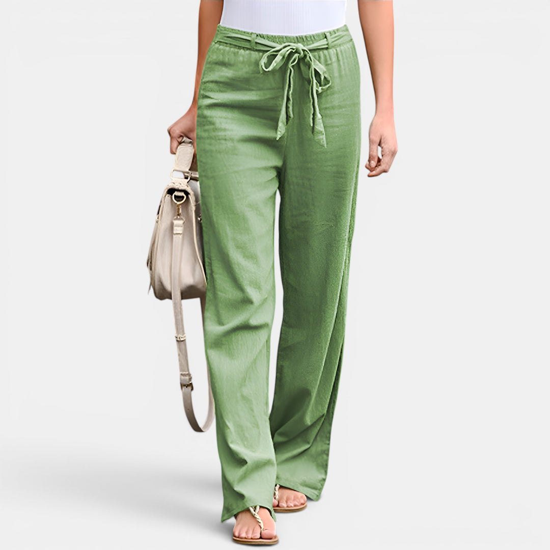Claudia | Wide-Leg High-Waist Pants with Self-Tie Bow Waist