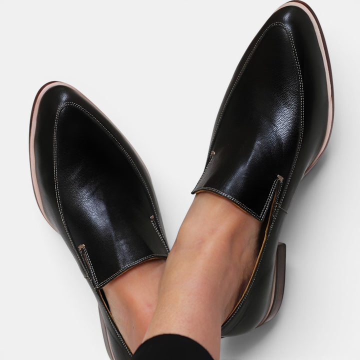 Selma | Pointed Toe Slip-On Loafer with Low Block Heel